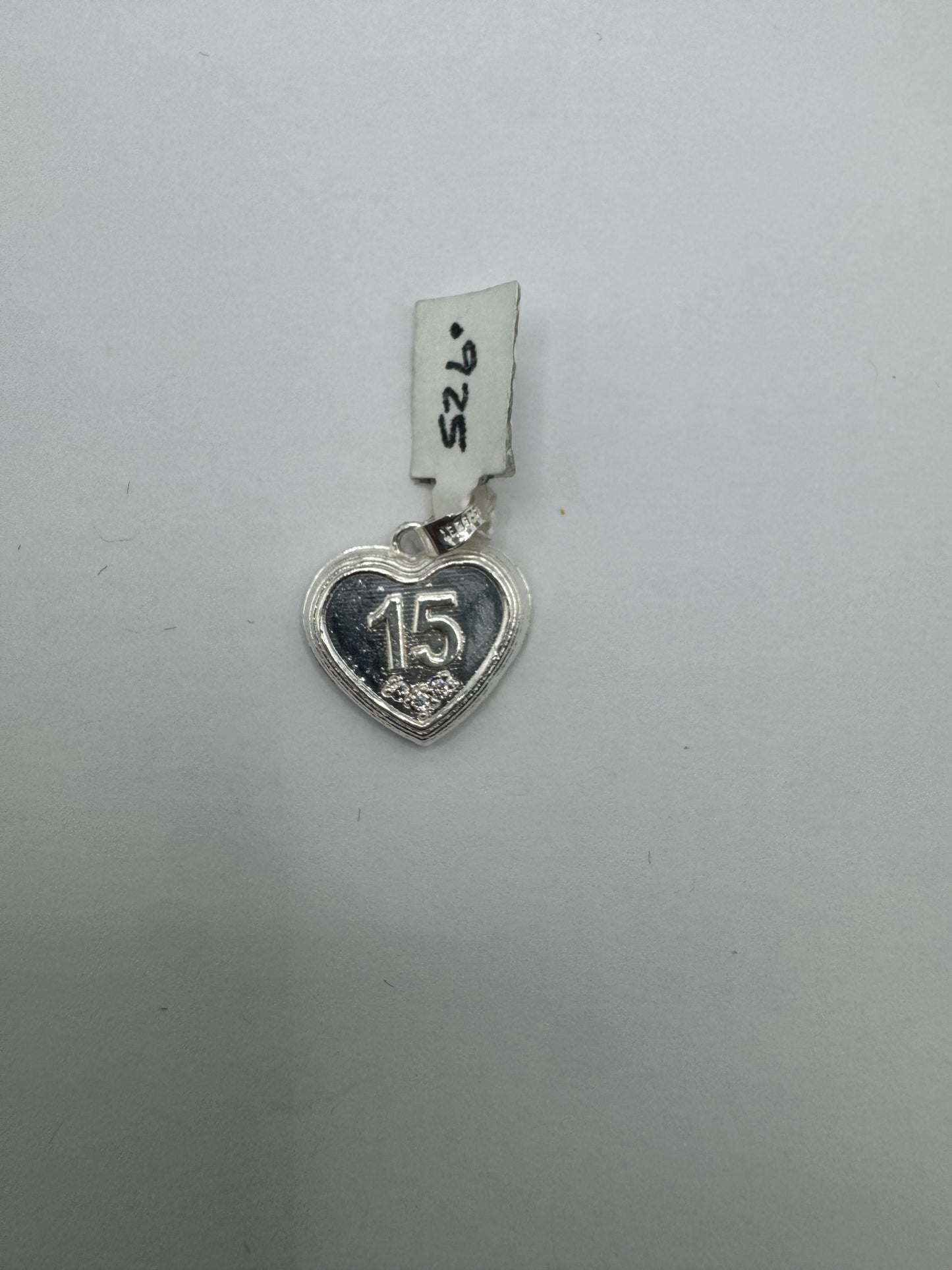 925 silver 15 pendant size 1/2”