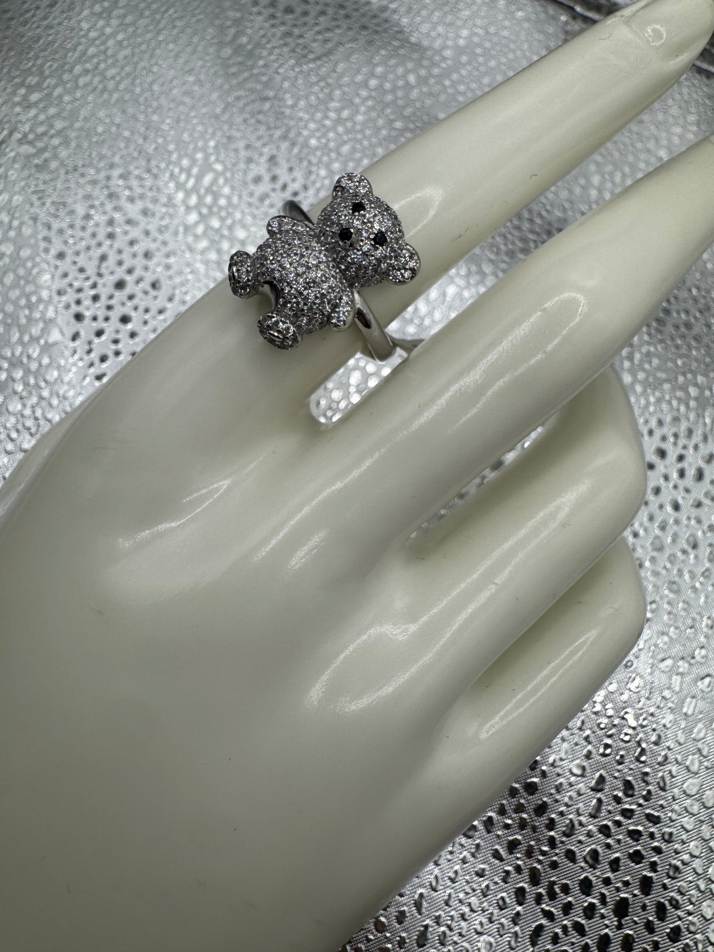 925 silver teddy bear ring size 8