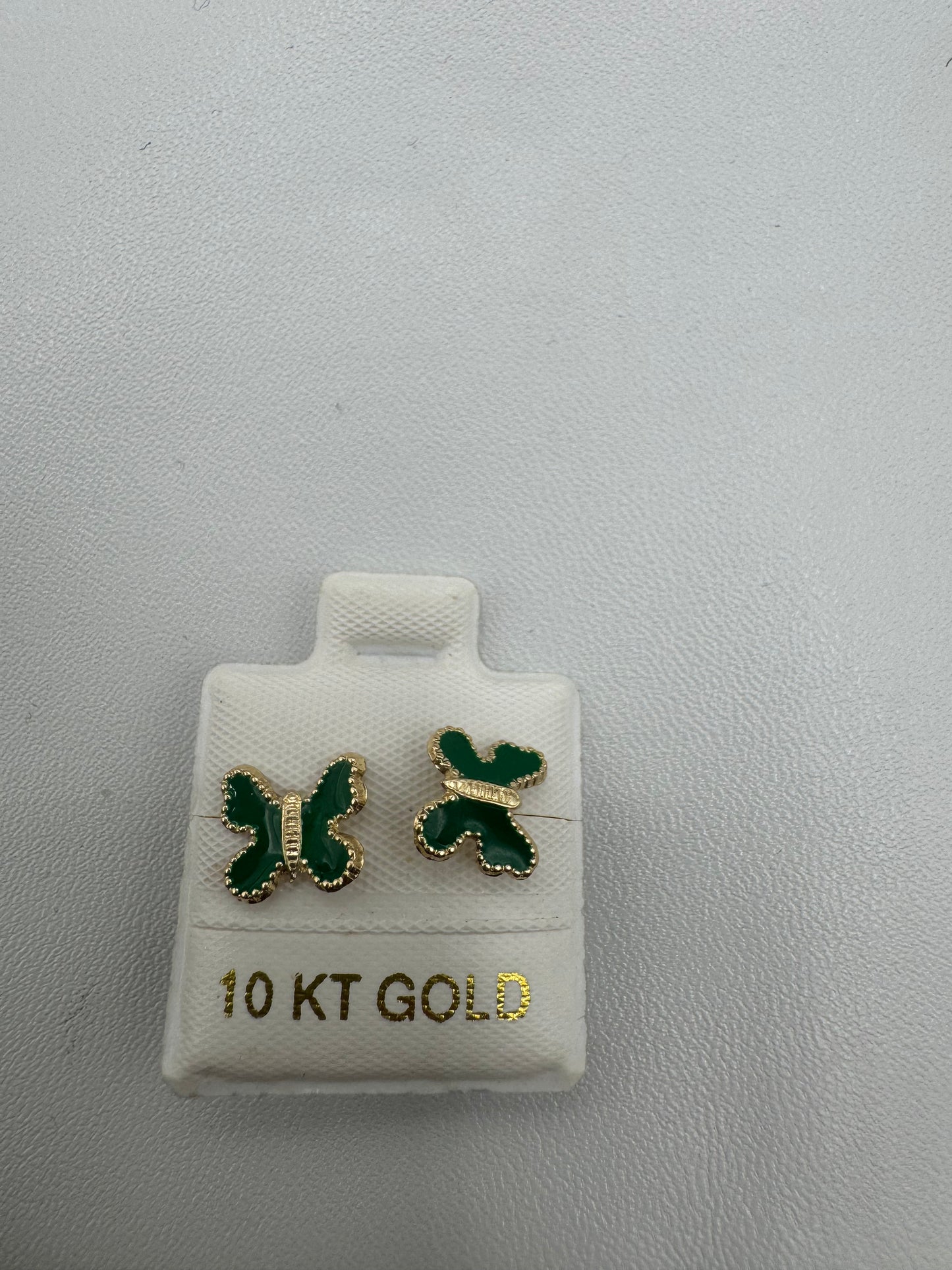 Green butterfly studs