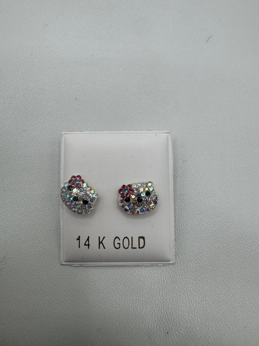 14k hello kitty studs