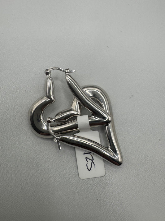 925 silver heart hoops