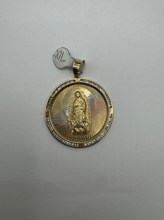 10k gold virgencita pendant size 2”
