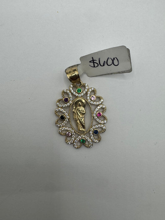 10k gold san judas pendant size 1 1/2